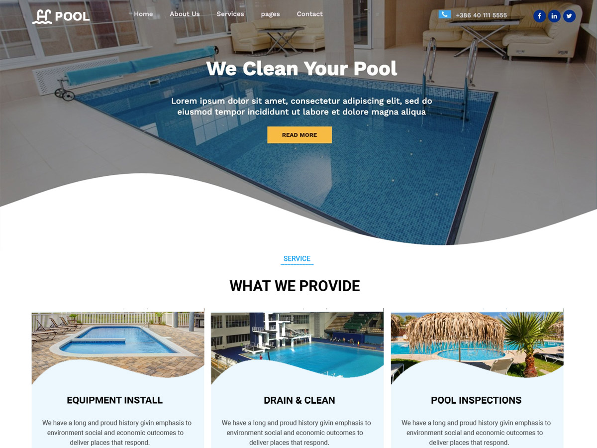 Pool Cleaning Preview Wordpress Theme - Rating, Reviews, Preview, Demo & Download