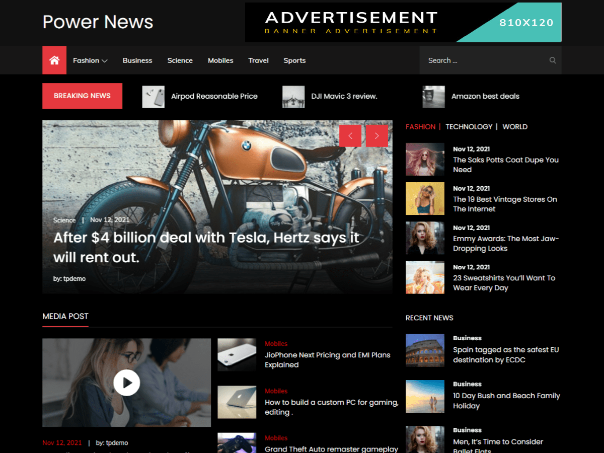 Power News Preview Wordpress Theme - Rating, Reviews, Preview, Demo & Download