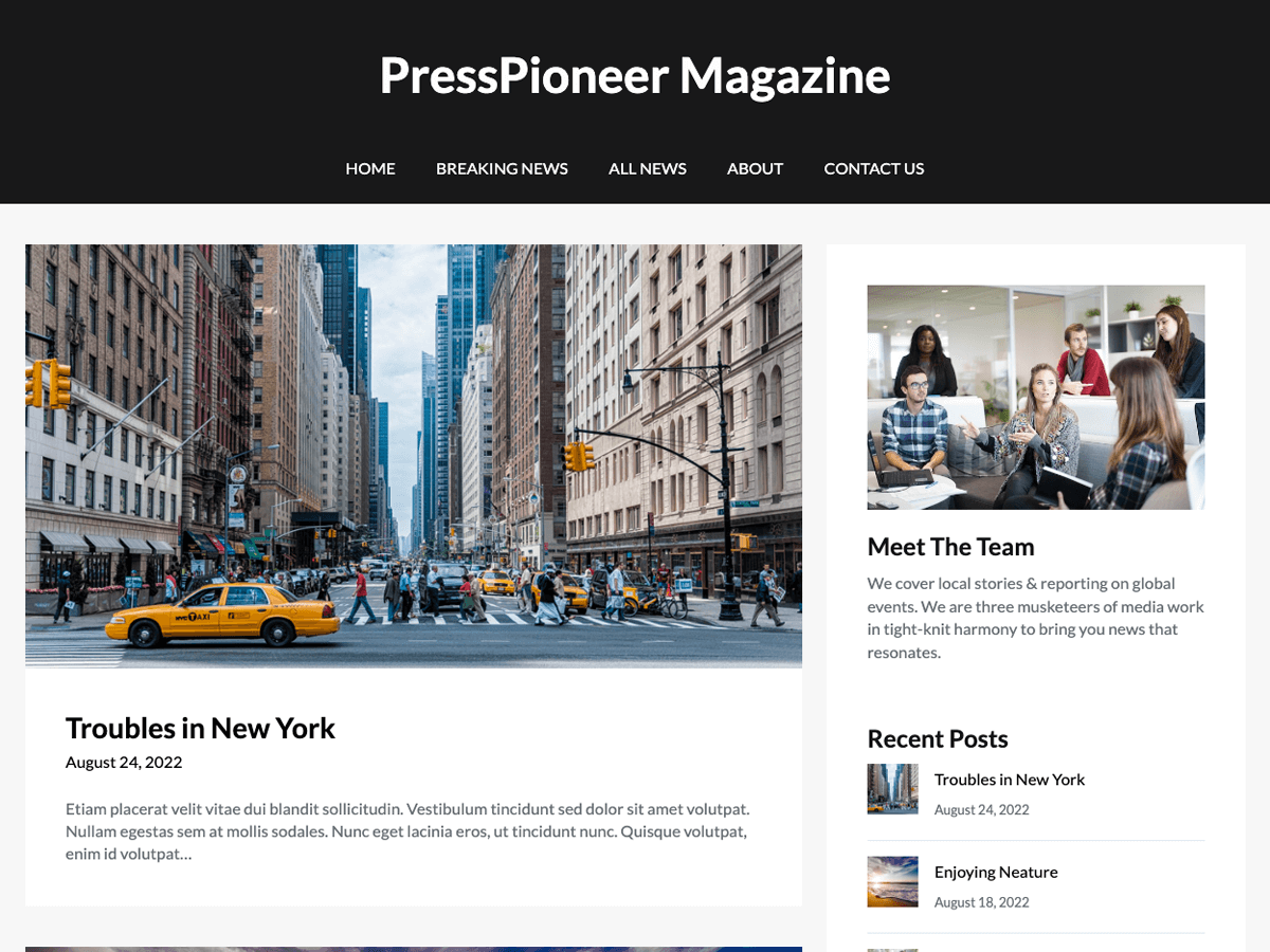 PressPioneer Magazine Preview Wordpress Theme - Rating, Reviews, Preview, Demo & Download