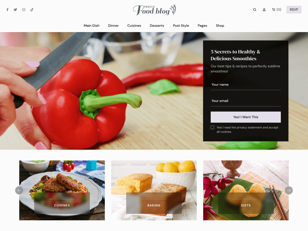 Presto Food Preview Wordpress Theme - Rating, Reviews, Preview, Demo & Download
