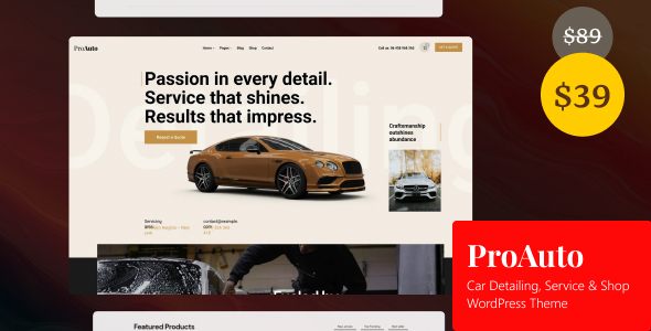 ProAuto Preview Wordpress Theme - Rating, Reviews, Preview, Demo & Download