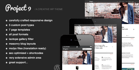 Project 9 Preview Wordpress Theme - Rating, Reviews, Preview, Demo & Download