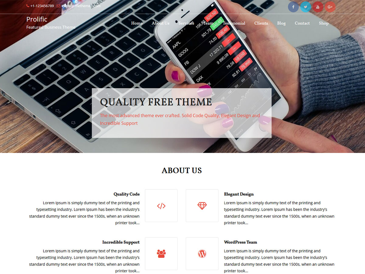 Prolific Preview Wordpress Theme - Rating, Reviews, Preview, Demo & Download