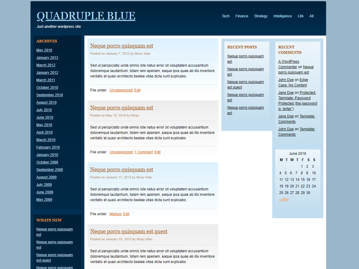 Quadruple Blue Preview Wordpress Theme - Rating, Reviews, Preview, Demo & Download