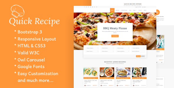 Quick Recipe Preview Wordpress Theme - Rating, Reviews, Preview, Demo & Download