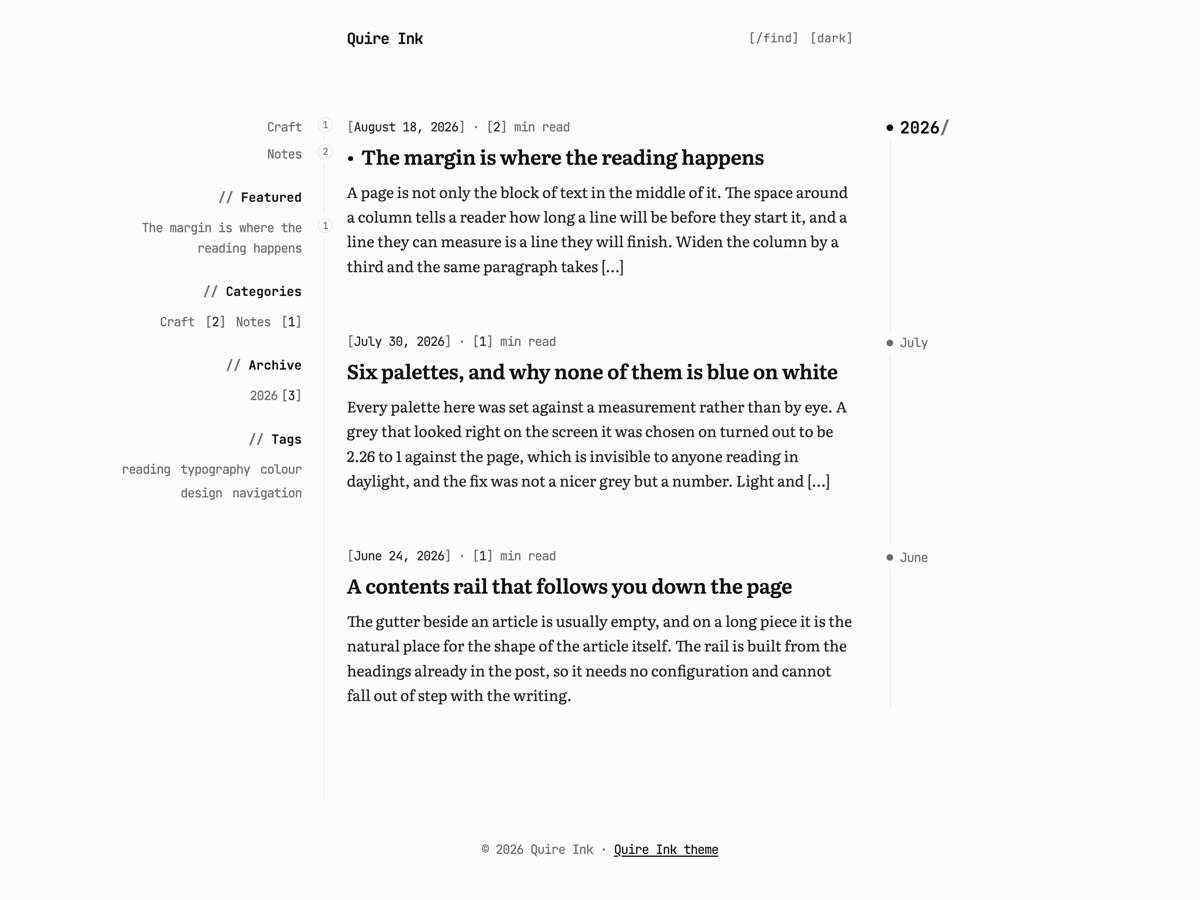 Quire Ink Preview Wordpress Theme - Rating, Reviews, Preview, Demo & Download