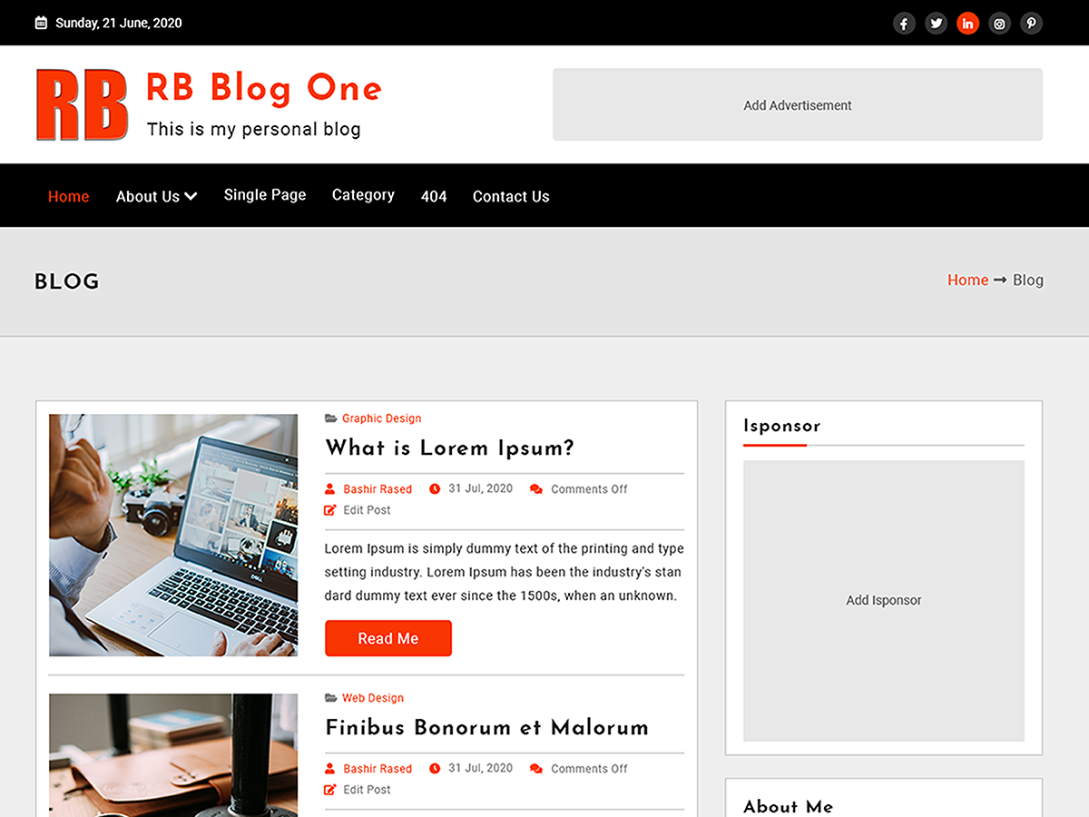 RB Blog Preview Wordpress Theme - Rating, Reviews, Preview, Demo & Download