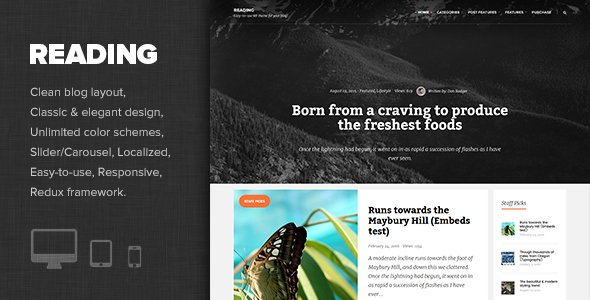 Reading Preview Wordpress Theme - Rating, Reviews, Preview, Demo & Download