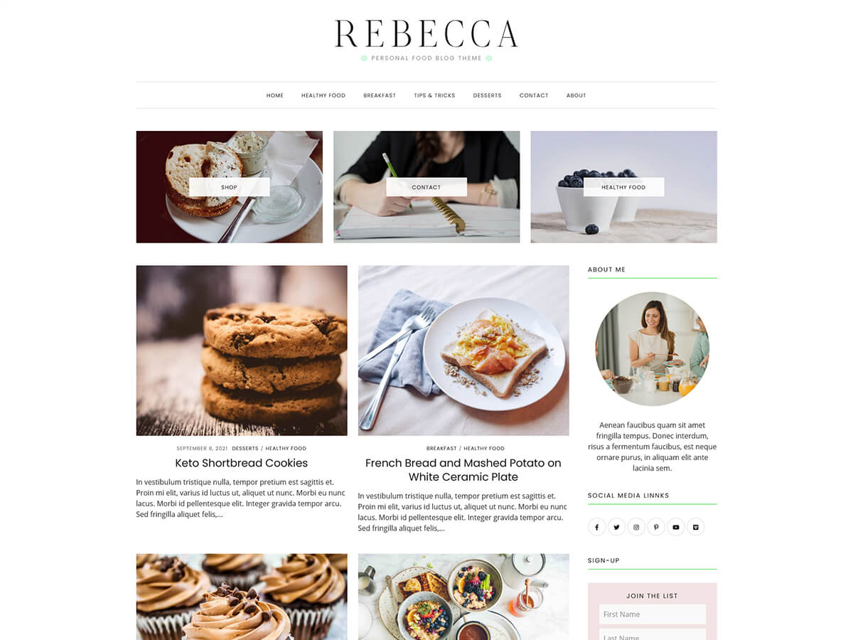 RebeccaFood Preview Wordpress Theme - Rating, Reviews, Preview, Demo & Download