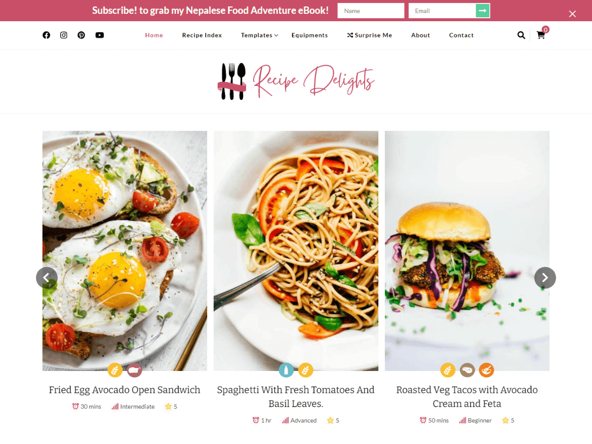 Recipe Delights Preview Wordpress Theme - Rating, Reviews, Preview, Demo & Download