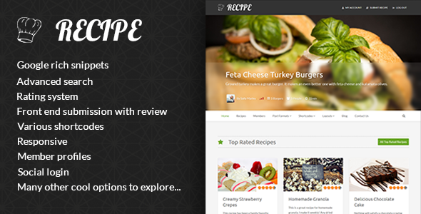 Recipe Preview Wordpress Theme - Rating, Reviews, Preview, Demo & Download