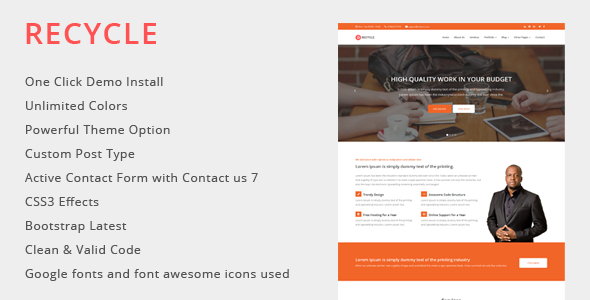 Recycle Preview Wordpress Theme - Rating, Reviews, Preview, Demo & Download