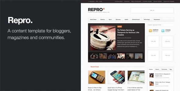 Repro Preview Wordpress Theme - Rating, Reviews, Preview, Demo & Download
