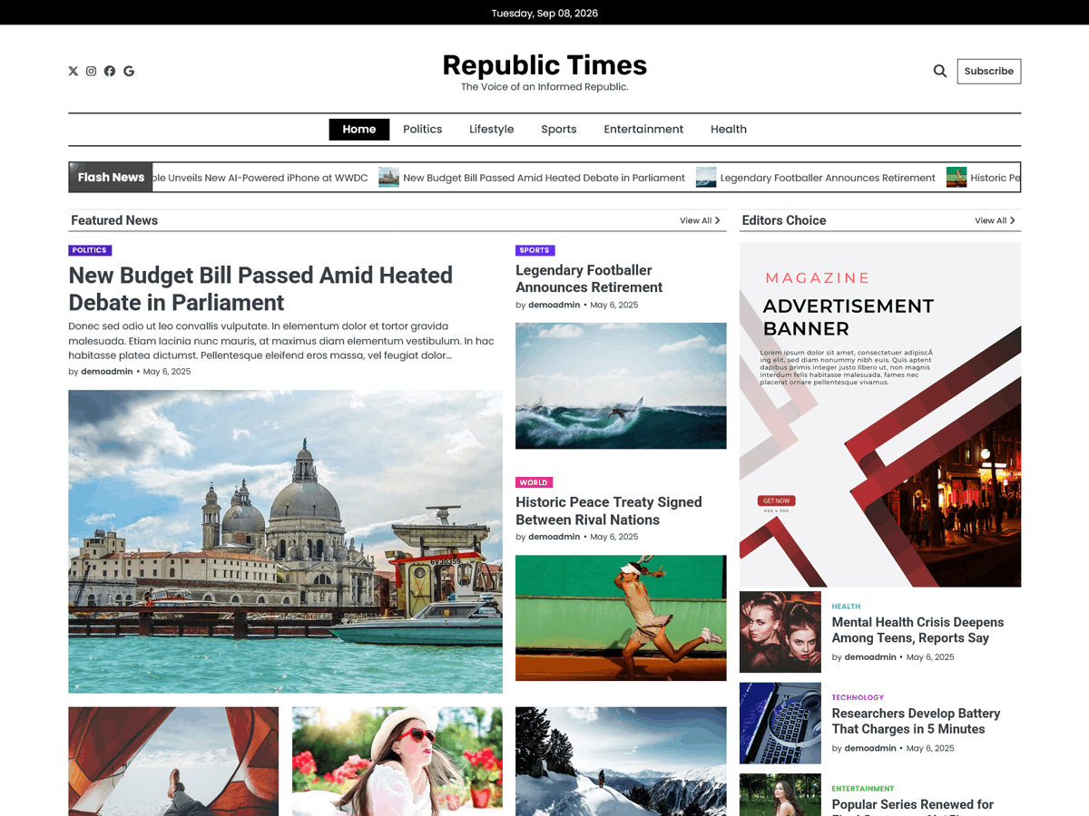 Republic Times Preview Wordpress Theme - Rating, Reviews, Preview, Demo & Download