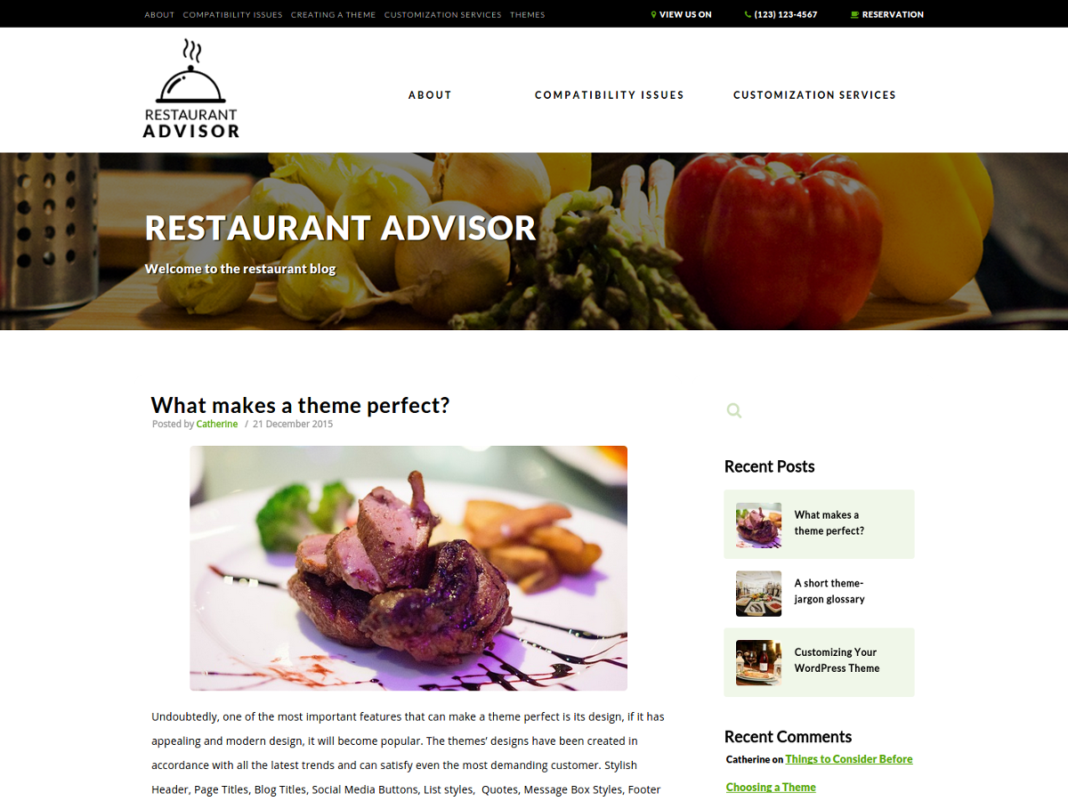 Restaurant Advisor Preview Wordpress Theme - Rating, Reviews, Preview, Demo & Download