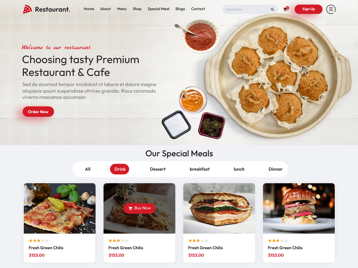 Restaurant Food Preview Wordpress Theme - Rating, Reviews, Preview, Demo & Download