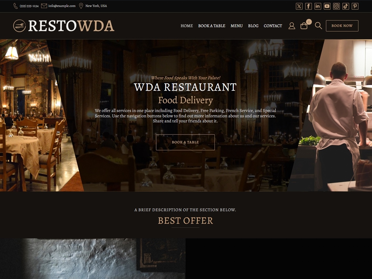 Restaurant WDA Preview Wordpress Theme - Rating, Reviews, Preview, Demo & Download