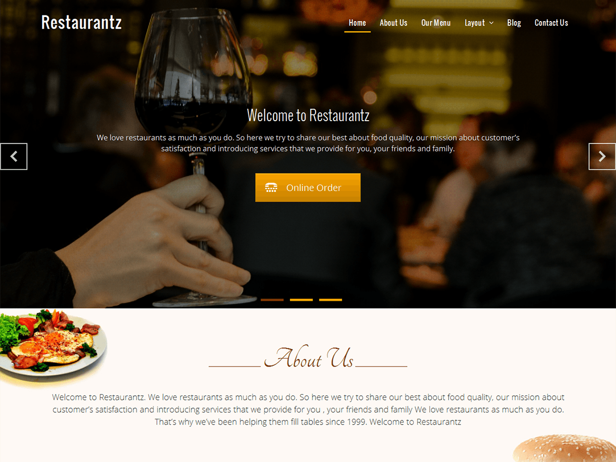 Restaurantz Preview Wordpress Theme - Rating, Reviews, Preview, Demo & Download