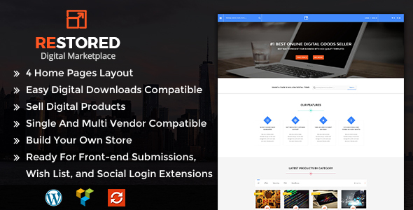 Restored MarketPlace Preview Wordpress Theme - Rating, Reviews, Preview, Demo & Download