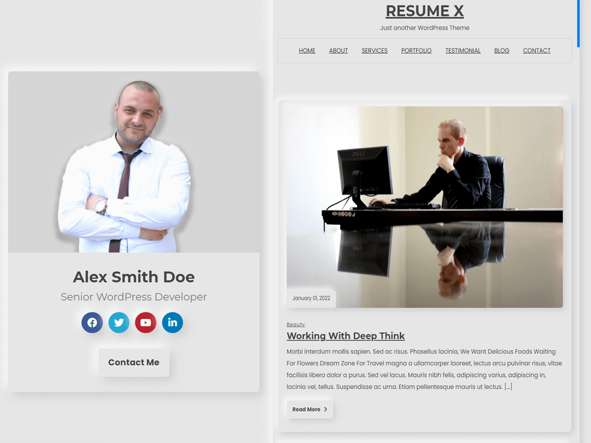 Resume X Preview Wordpress Theme - Rating, Reviews, Preview, Demo & Download