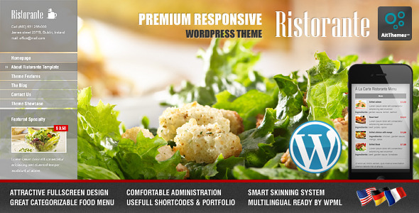 Ristorante Responsive Preview Wordpress Theme - Rating, Reviews, Preview, Demo & Download