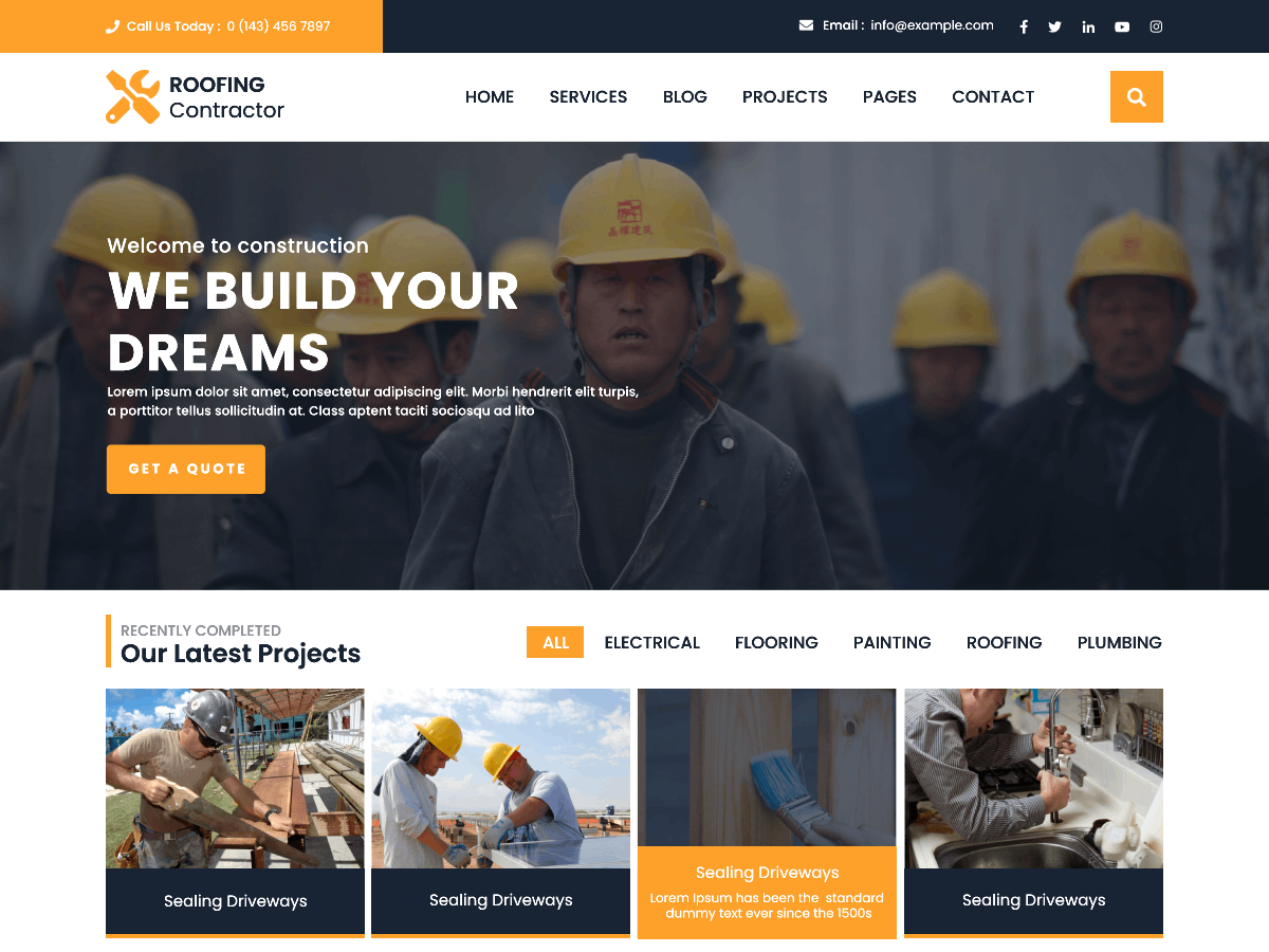 Roofing Contractor Preview Wordpress Theme - Rating, Reviews, Preview, Demo & Download