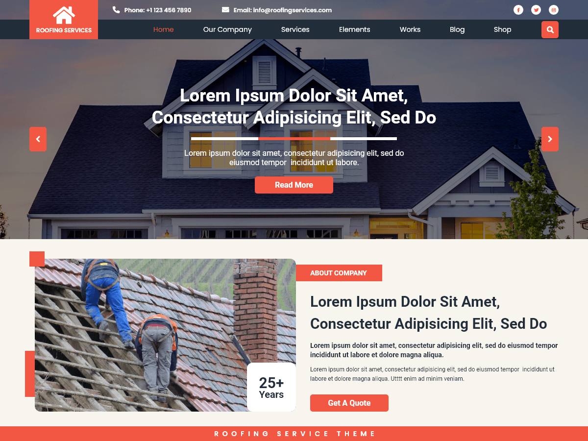 Roofing Services Preview Wordpress Theme - Rating, Reviews, Preview, Demo & Download
