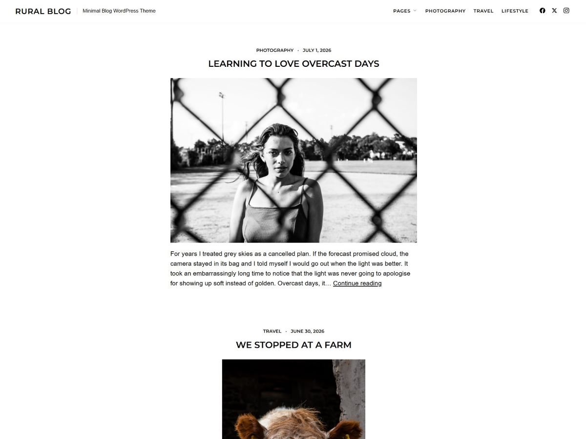 Rural Blog Preview Wordpress Theme - Rating, Reviews, Preview, Demo & Download