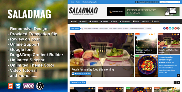 SaladMag Preview Wordpress Theme - Rating, Reviews, Preview, Demo & Download