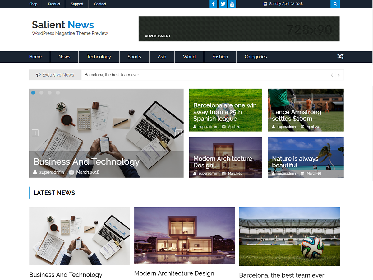 Salient News Preview Wordpress Theme - Rating, Reviews, Preview, Demo & Download