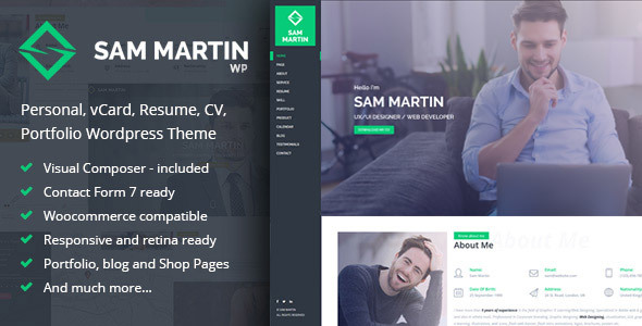 Sam Martin Preview Wordpress Theme - Rating, Reviews, Preview, Demo & Download
