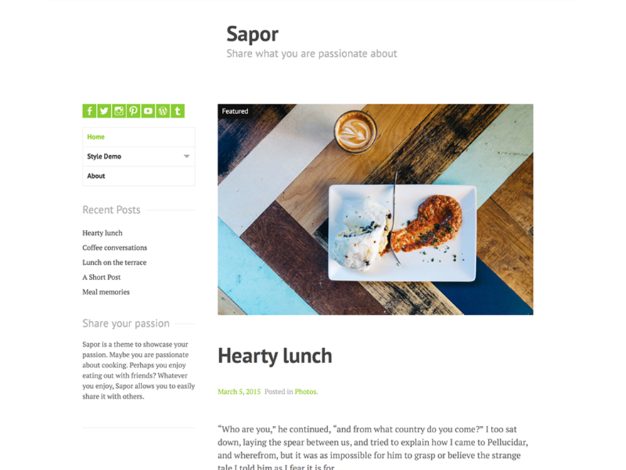 Sapor Preview Wordpress Theme - Rating, Reviews, Preview, Demo & Download