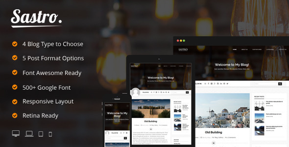 Sastro Preview Wordpress Theme - Rating, Reviews, Preview, Demo & Download