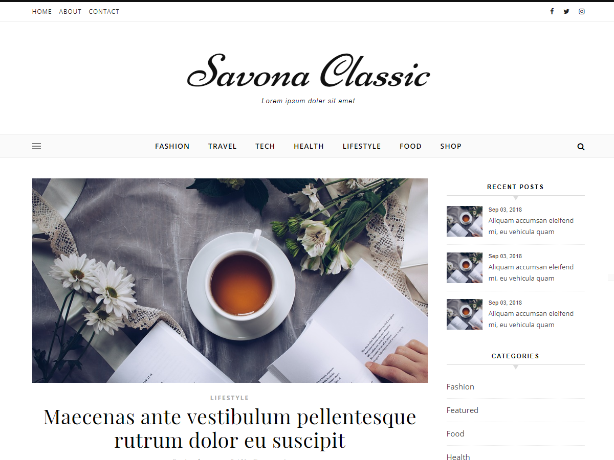 Savona Classic Preview Wordpress Theme - Rating, Reviews, Preview, Demo & Download