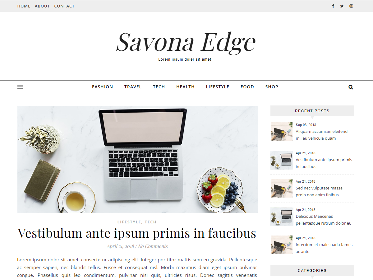 Savona Edge Preview Wordpress Theme - Rating, Reviews, Preview, Demo & Download