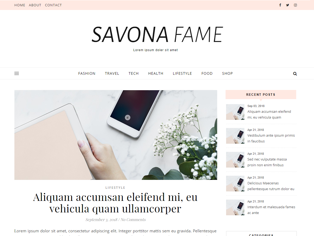 Savona Fame Preview Wordpress Theme - Rating, Reviews, Preview, Demo & Download