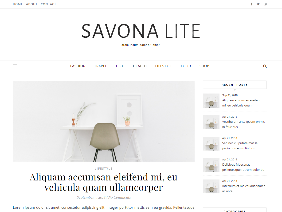 Savona Lite Preview Wordpress Theme - Rating, Reviews, Preview, Demo & Download