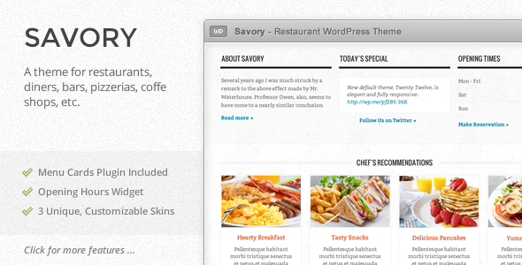 Savory Preview Wordpress Theme - Rating, Reviews, Preview, Demo & Download