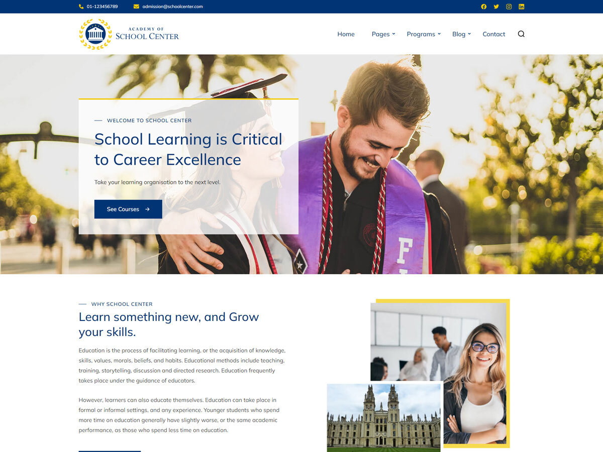 School Center Preview Wordpress Theme - Rating, Reviews, Preview, Demo & Download