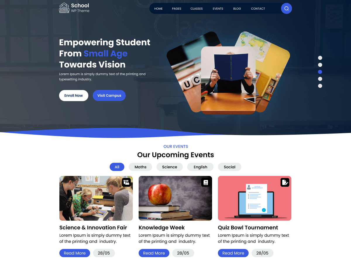 School Classroom Preview Wordpress Theme - Rating, Reviews, Preview, Demo & Download