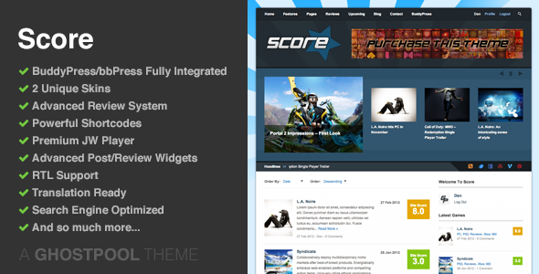Score Preview Wordpress Theme - Rating, Reviews, Preview, Demo & Download
