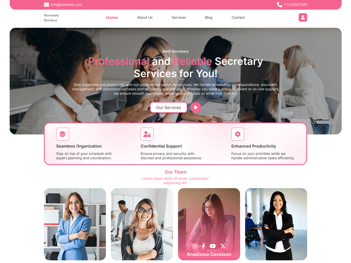 Secretary Services Preview Wordpress Theme - Rating, Reviews, Preview, Demo & Download