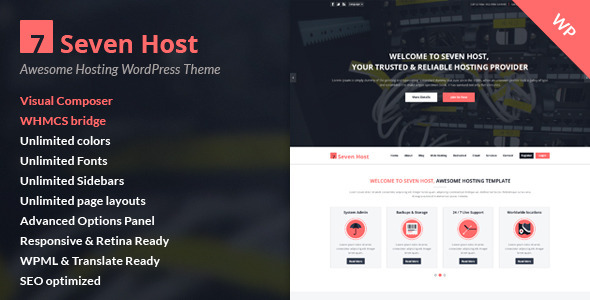 Seven Host Preview Wordpress Theme - Rating, Reviews, Preview, Demo & Download