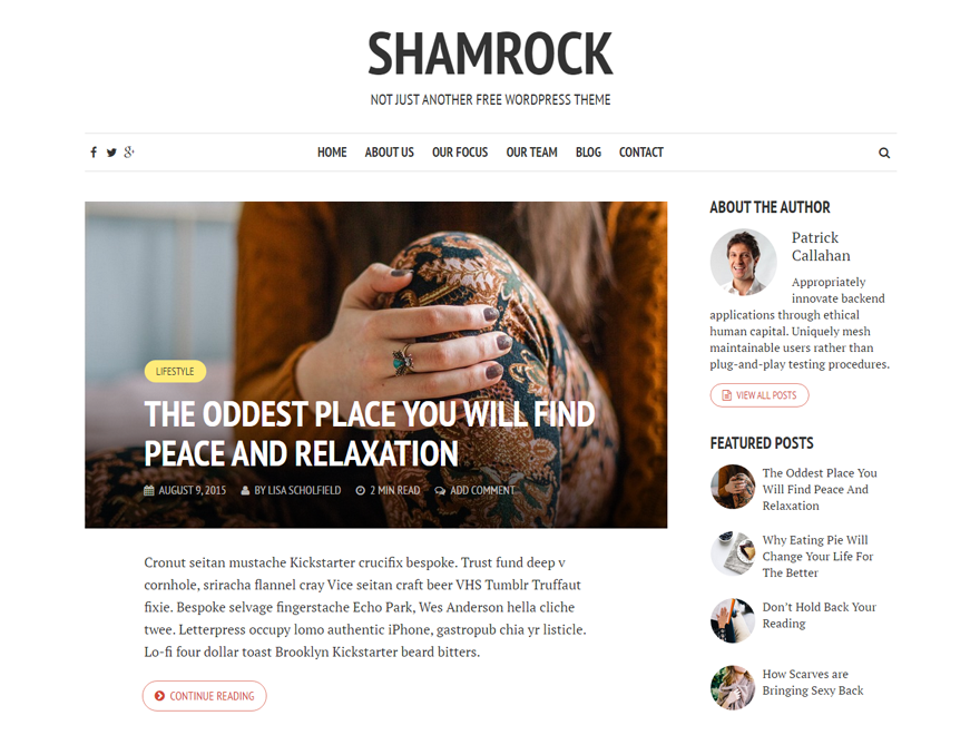 Shamrock Preview Wordpress Theme - Rating, Reviews, Preview, Demo & Download