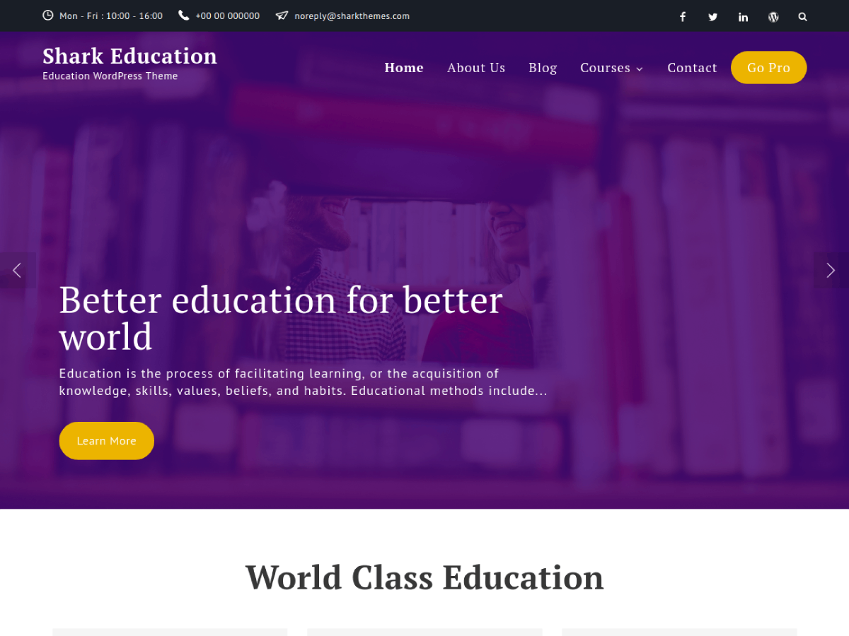 Shark Education Preview Wordpress Theme - Rating, Reviews, Preview, Demo & Download