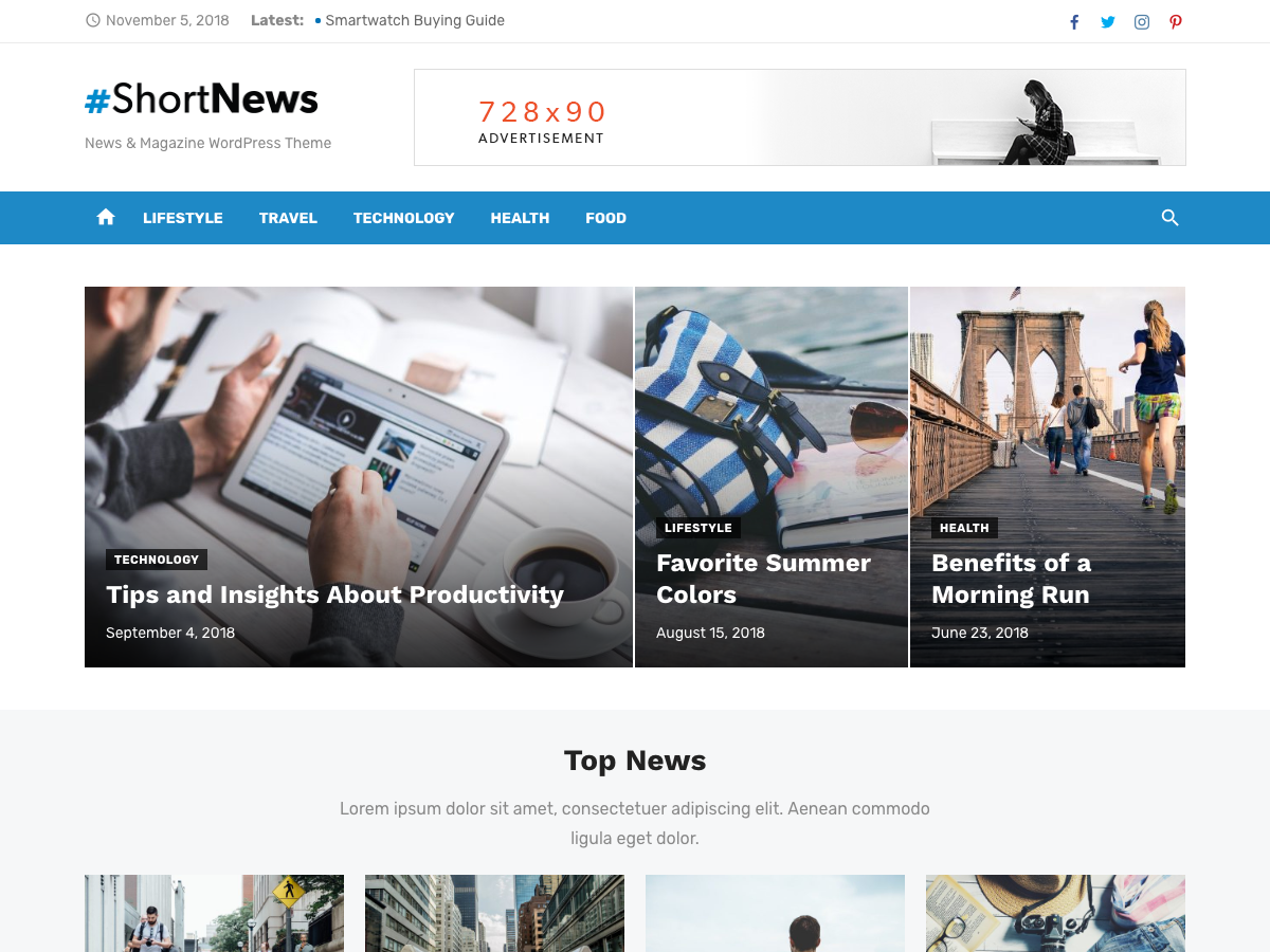 Short News Preview Wordpress Theme - Rating, Reviews, Preview, Demo & Download