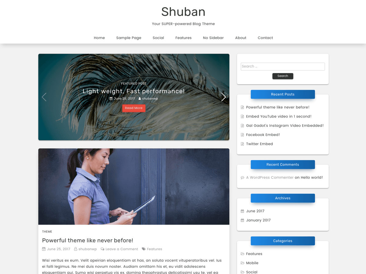 Shuban Preview Wordpress Theme - Rating, Reviews, Preview, Demo & Download