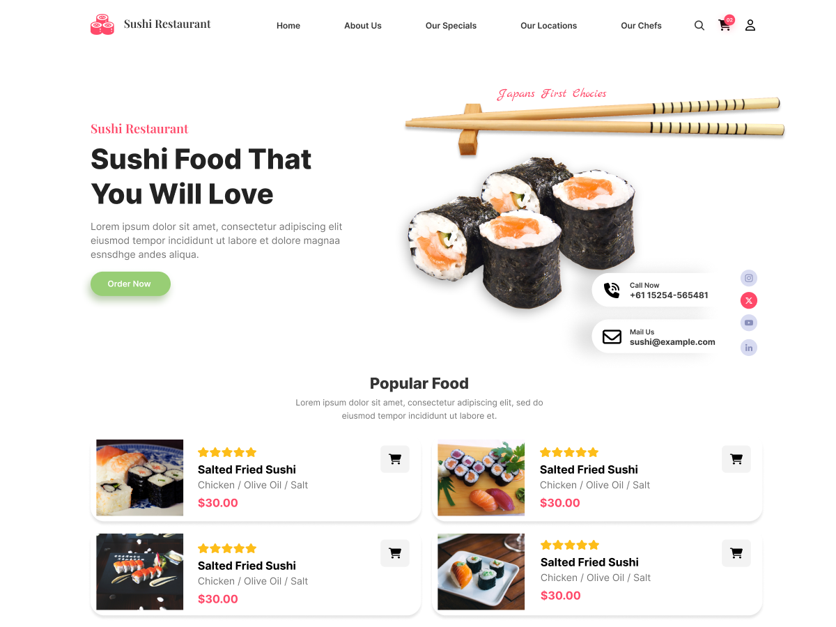 Shushi Cafeteria Preview Wordpress Theme - Rating, Reviews, Preview, Demo & Download