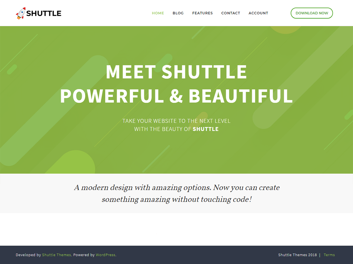 Shuttle Green Preview Wordpress Theme - Rating, Reviews, Preview, Demo & Download