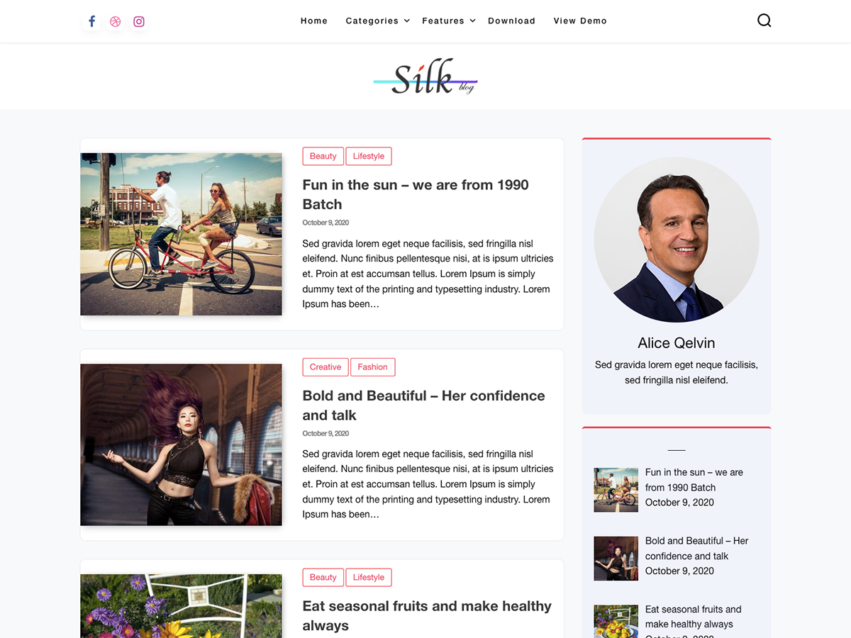 Silk Blog Preview Wordpress Theme - Rating, Reviews, Preview, Demo & Download